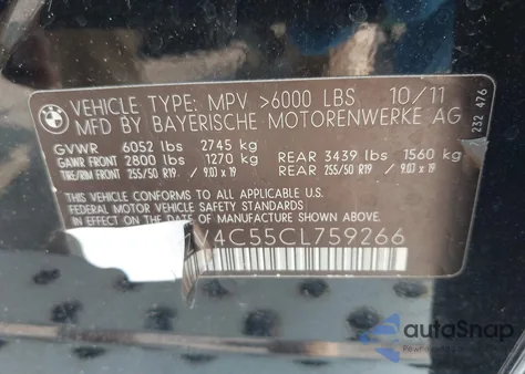 2012 BMW X5 xDrive35I/xDrive35I Premium/xDrive35I Sport Activity из США, поврежденный, VIN 5UXZV4C55CL759266